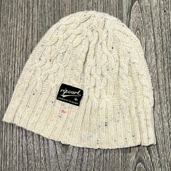 Rip Curl The Search Toddler Girls Cable Knit Beanie Ramie Wool Blend Ivory OS - Picture 1 of 5